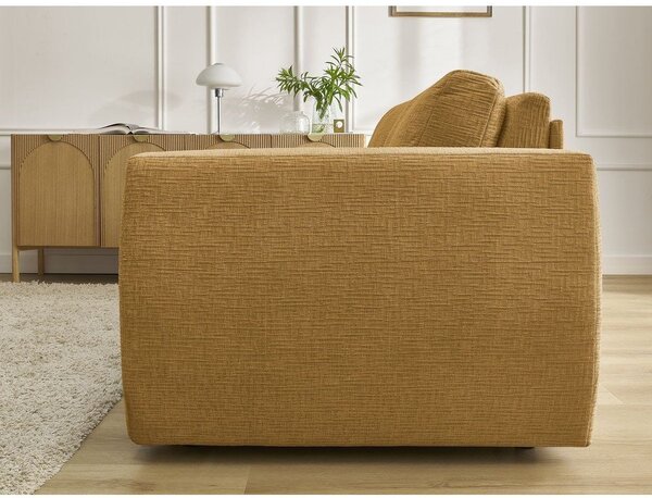 Ženilková pohovka na každodenné spanie/rozkladacia v horčicovej farbe 220 cm Hugo – Bobochic Paris