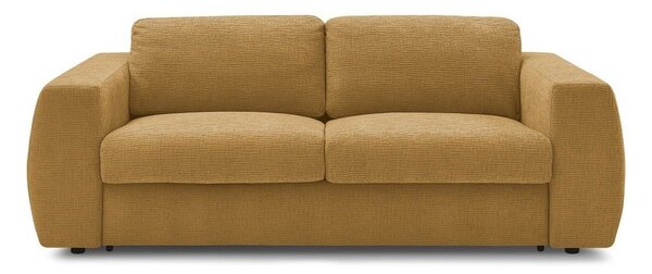 Ženilková pohovka na každodenné spanie/rozkladacia v horčicovej farbe 220 cm Hugo – Bobochic Paris