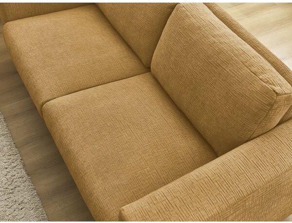Ženilková pohovka na každodenné spanie/rozkladacia v horčicovej farbe 220 cm Hugo – Bobochic Paris