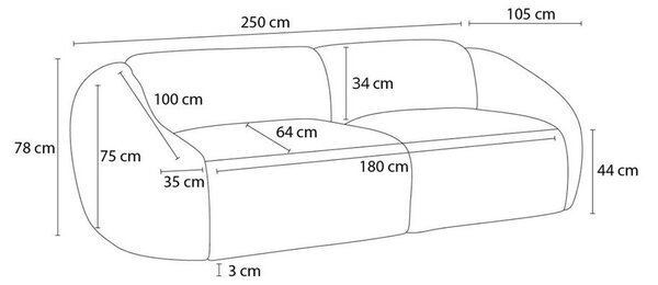 Tmavomodrá menčestrová pohovka 250 cm Tina – Bobochic Paris