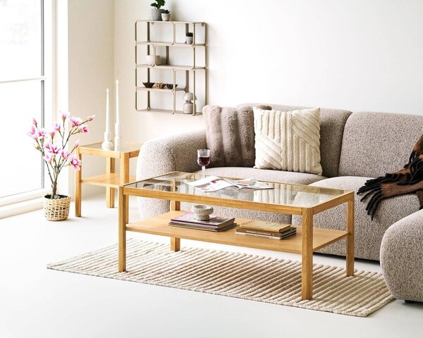 Odkladací stolík so sklenenou doskou 40x40 cm Lourmarin – House Nordic