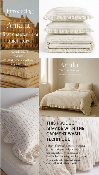 Béžové obliečky na dvojlôžko/predĺžené z bavlny Renforcé 240x220 cm Amalia Striped – Mila Home Luxury