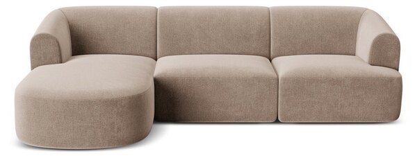 Svetlohnedá zamatová rohová pohovka (ľavý roh/s leňoškou) Campi – Cosmopolitan Design