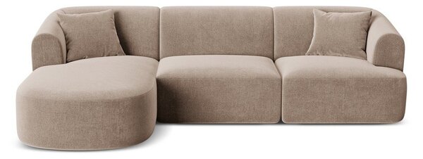 Svetlohnedá zamatová rohová pohovka (ľavý roh/s leňoškou) Campi – Cosmopolitan Design