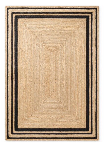 Čierny/v prírodnej farbe obojstranný/ručne tkaný jutový koberec 120x170 cm Jutta – Hanse Home