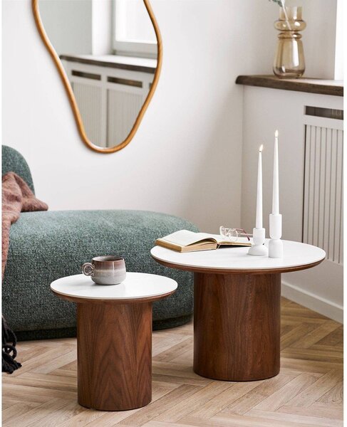 Okrúhly konferenčný stolík s keramickou doskou v tmavoprírodnej farbe ø 60 cm Noli – House Nordic