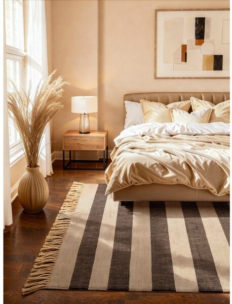 Čierny/krémovobiely obojstranný/ručne tkaný jutový koberec 160x230 cm Playa – Hanse Home