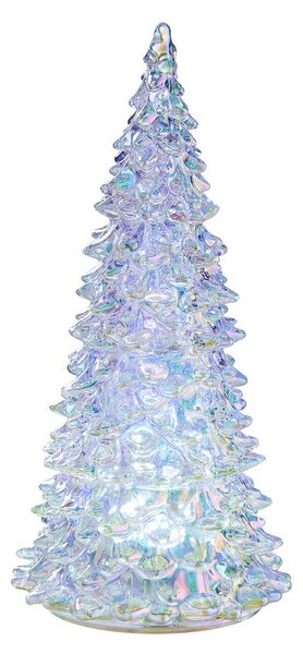 CRYSTAL LED Jedľa sklenená 22 cm - strieborná
