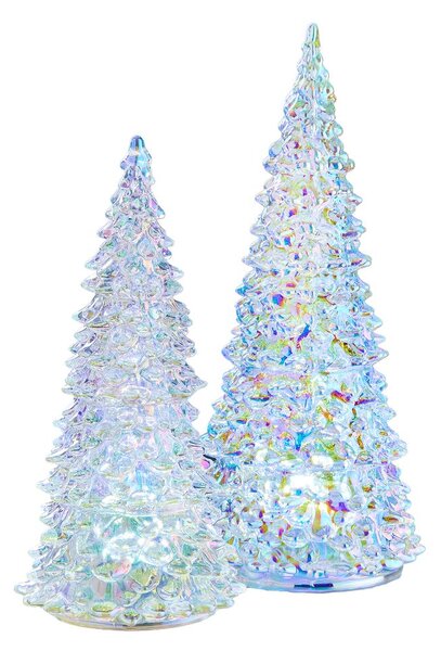 CRYSTAL LED Jedľa sklenená 22 cm - strieborná