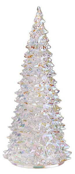 CRYSTAL LED Jedľa sklenená 22 cm - strieborná