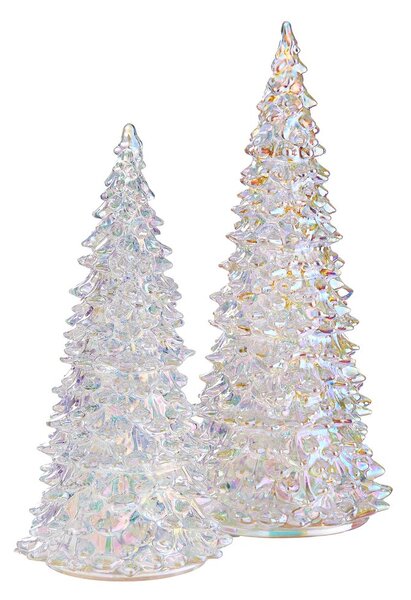 CRYSTAL LED Jedľa sklenená 22 cm - strieborná