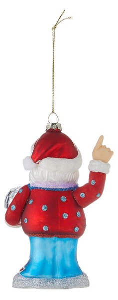 HANG ON Sklenená ozdoba Santa a disko