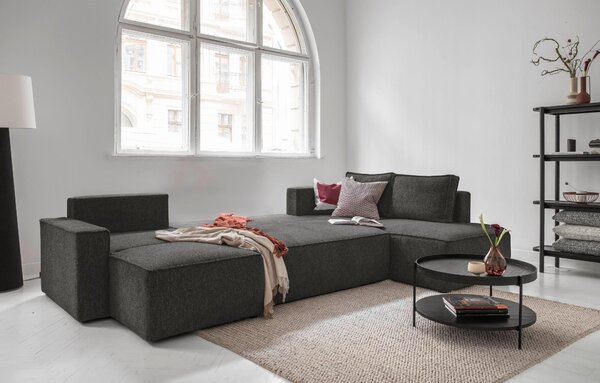 SEDACIA SÚPRAVA, textil, tmavosivá MID.YOU - Sedačky, Online Only