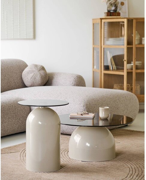 Okrúhly odkladací stolík so sklenenou doskou ø 40 cm Ravello – House Nordic