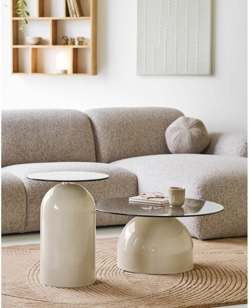 Okrúhly odkladací stolík so sklenenou doskou ø 40 cm Ravello – House Nordic
