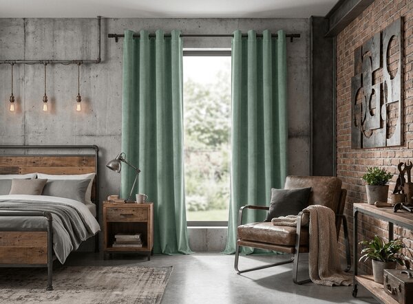 Zatemňovacia záclona DREAM VELVET 140x250 cm, šalviovozelená Zavesenie: Kovové krúžky