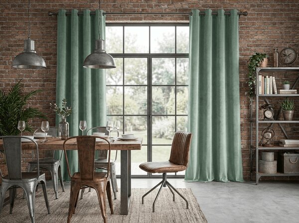 Zatemňovacia záclona DREAM VELVET 140x250 cm, šalviovozelená Zavesenie: Kovové krúžky