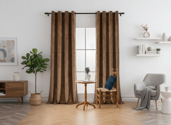 Zatemňovací závěs DREAM VELVET 140x230 cm, skořicově hnědý Zavesenie: Kovové krúžky