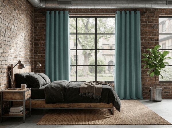 Zatemňovacia záclona DREAM VELVET 140x270 cm, modrozelená Zavesenie: Riasiaca páska