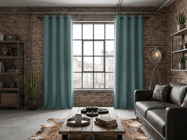 Zatemňovacia záclona DREAM VELVET 140x270 cm, modrozelená Zavesenie: Riasiaca páska