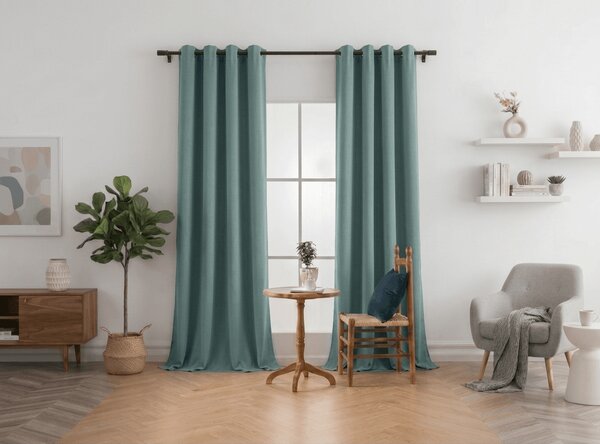 Zatemňovacia záclona DREAM VELVET 140x270 cm, modrozelená Zavesenie: Riasiaca páska