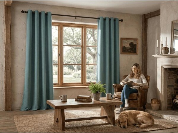 Zatemňovací záves DREAM VELVET 140x250 cm, modrozelený Zavesenie: Kovové krúžky
