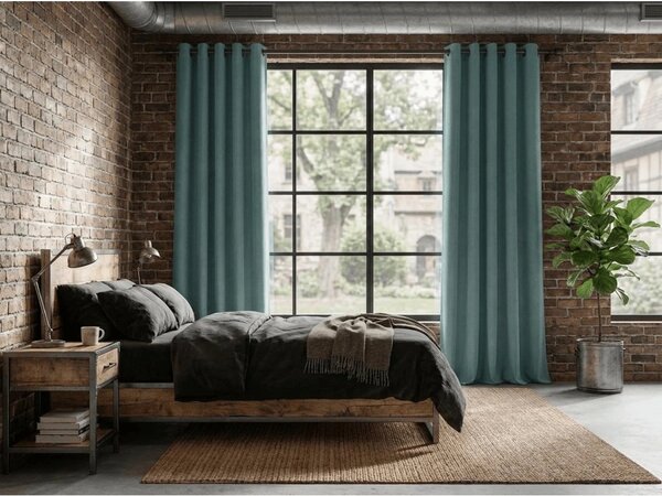 Zatemňovací záves DREAM VELVET 140x250 cm, modrozelený Zavesenie: Kovové krúžky