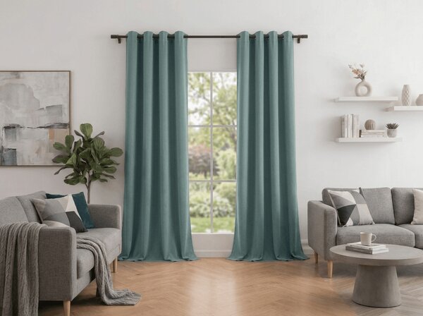 Zatemňovacia záclona DREAM VELVET 140x270 cm, modrozelená Zavesenie: Riasiaca páska
