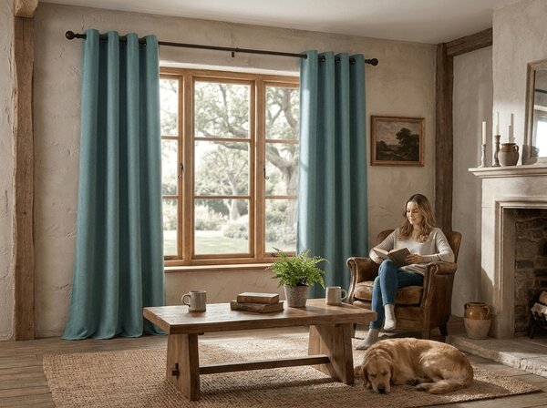 Zatemňovacia záclona DREAM VELVET 140x270 cm, modrozelená Zavesenie: Riasiaca páska