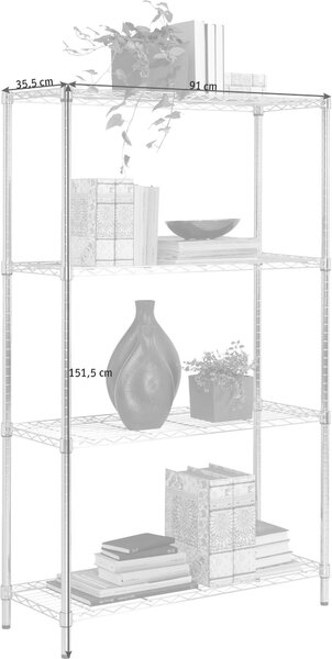 REGÁL, chrómová, oceľ, 91/150/35,5 cm Carryhome - Regály