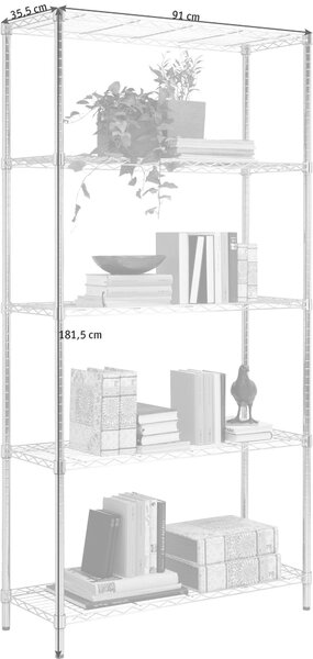 REGÁL, chrómová, oceľ, 91/183,5/35,5 cm Carryhome - Regály
