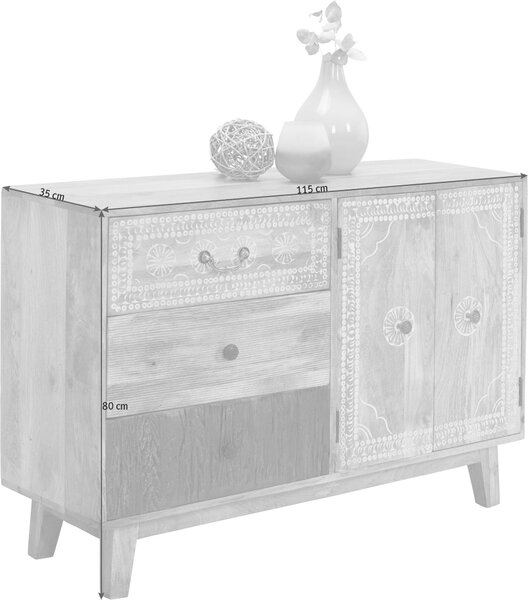 KOMODA, mangové drevo, hnedá, 115/80/35 cm Ambia Home - Komody