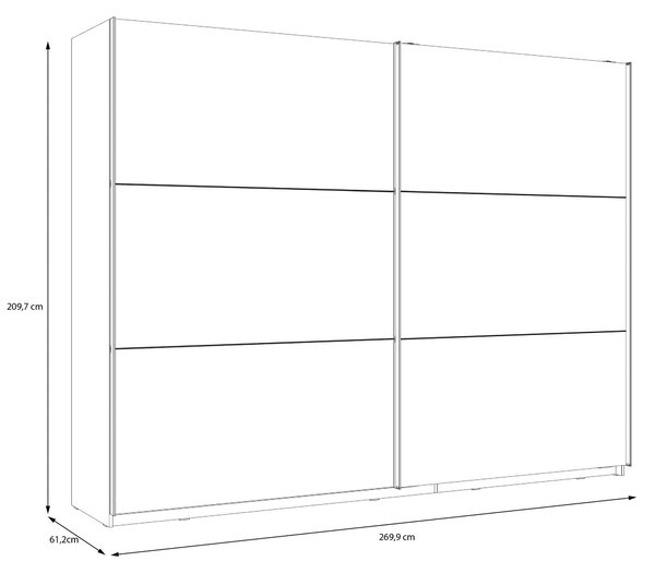 ŠAT. SKRIŇA S POSUV. DVERAMI, biela, biela s vysokým leskom, 269,9/209,7/61,2 cm home24 - Skrine