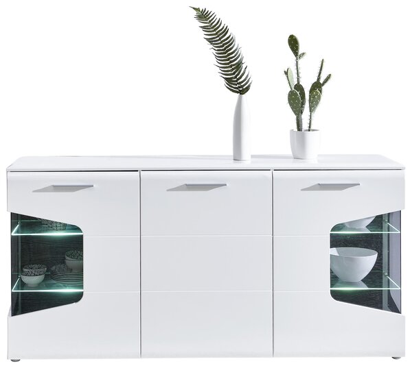 ŠIROKÁ KOMODA, biela, farba duba, biela s vysokým leskom, 180/89/41 cm Hom`in - Komody