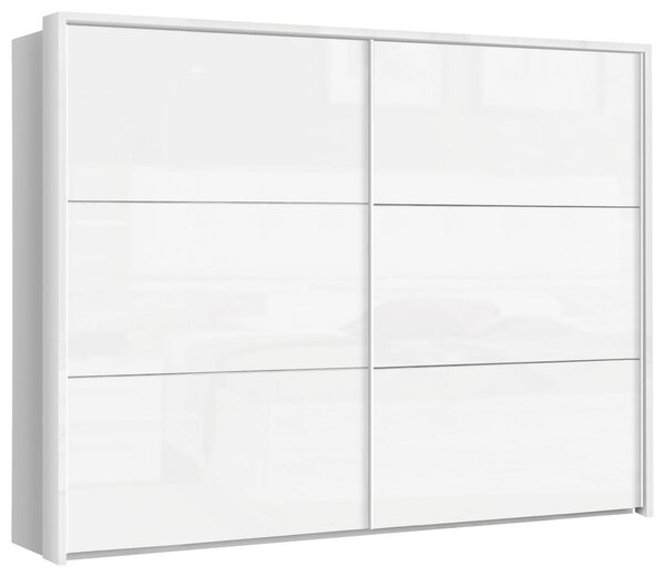 ŠAT. SKRIŇA S POSUV. DVERAMI, biela, biela s vysokým leskom, 269,9/209,7/61,2 cm home24 - Skrine