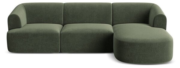 Zelená zamatová rohová pohovka (pravý roh/s leňoškou) Campi – Cosmopolitan Design