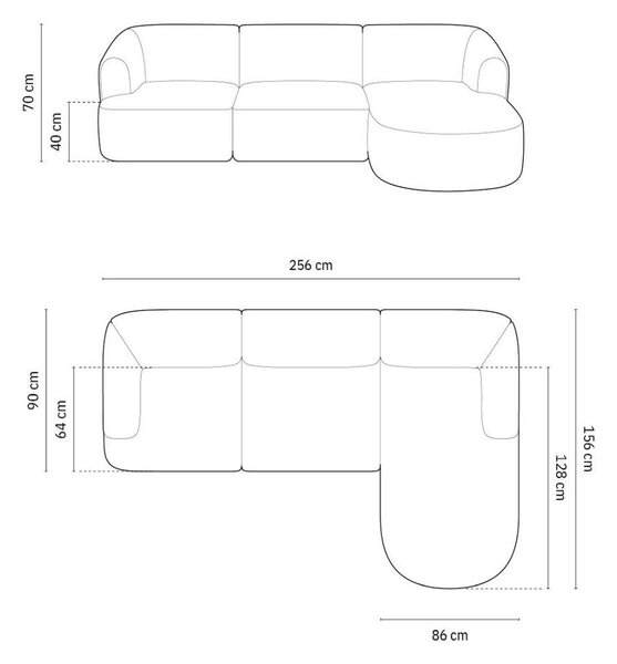 Zamatová rohová pohovka v petrolejovej farbe (pravý roh/s leňoškou) Campi – Cosmopolitan Design