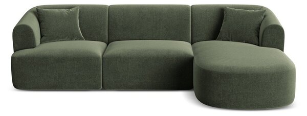 Zelená zamatová rohová pohovka (pravý roh/s leňoškou) Campi – Cosmopolitan Design