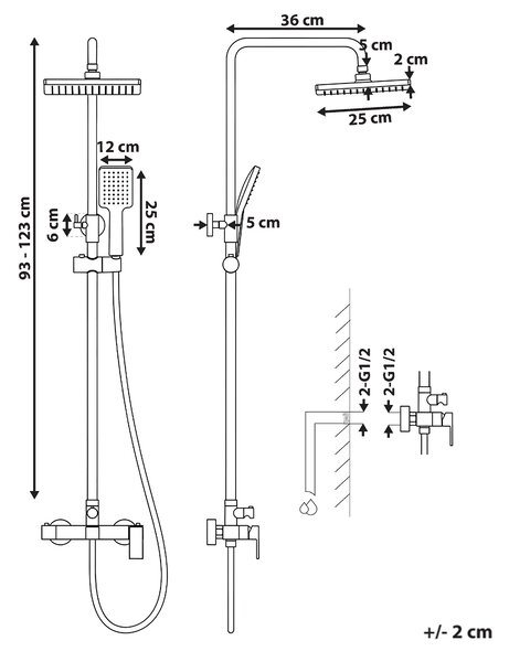 Sprchová súprava s pákovou batériou strieborná mosadz ručná sprcha dažďová hlavica moderný štýl