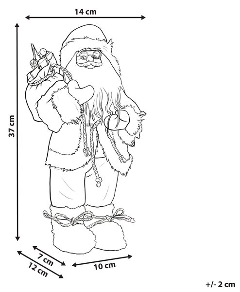 Dekoratívna figúrka hnedá a biela látka syntetický materiál vianočná dekorácia Santa Claus Mikuláš ozdoba