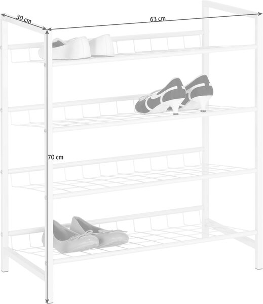 REGÁL NA TOPÁNKY, biela, 63/70/30 cm Carryhome - Skrine, regály & police na topánky