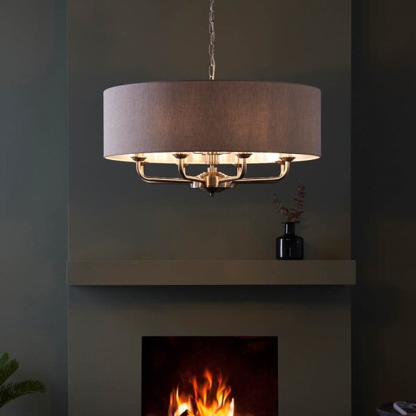 Endon 99152 - Luster na reťazi HIGHCLERE 8xE14/40W/230V šedá/matný chróm