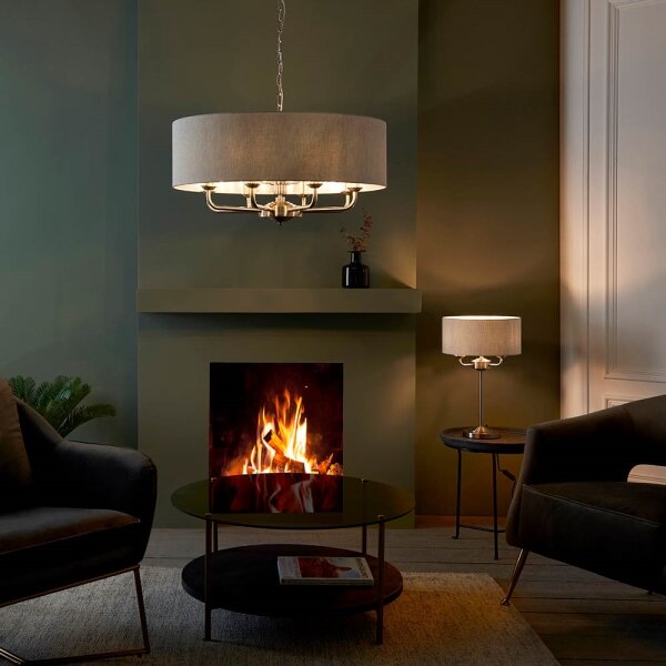 Endon 99152 - Luster na reťazi HIGHCLERE 8xE14/40W/230V šedá/matný chróm