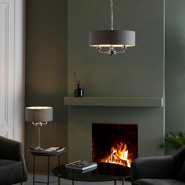 Endon 99149 - Stolná lampa HIGHCLERE 3xE14/18W/230V šedá/lesklý chróm