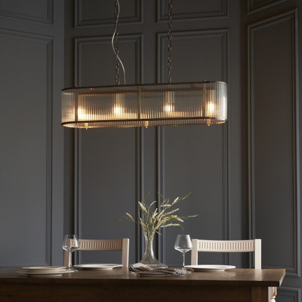 Endon 110945 - Luster na reťazi RIDGETON 4xE14/6W/230V mosadz/číra