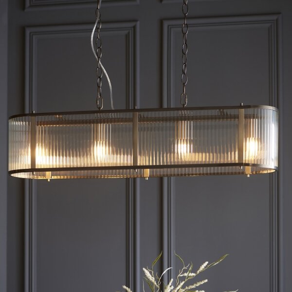Endon 110945 - Luster na reťazi RIDGETON 4xE14/6W/230V mosadz/číra