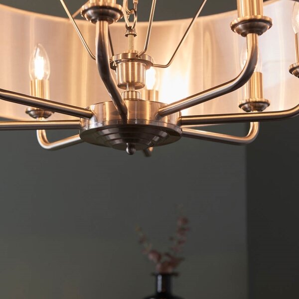 Endon 99152 - Luster na reťazi HIGHCLERE 8xE14/40W/230V šedá/matný chróm