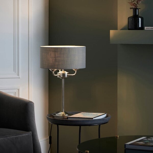 Endon 99149 - Stolná lampa HIGHCLERE 3xE14/18W/230V šedá/lesklý chróm
