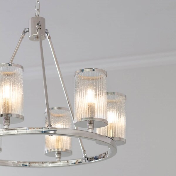 Endon 74128 - Luster na reťazi EASTON 6xE14/6W/230V lesklý chróm