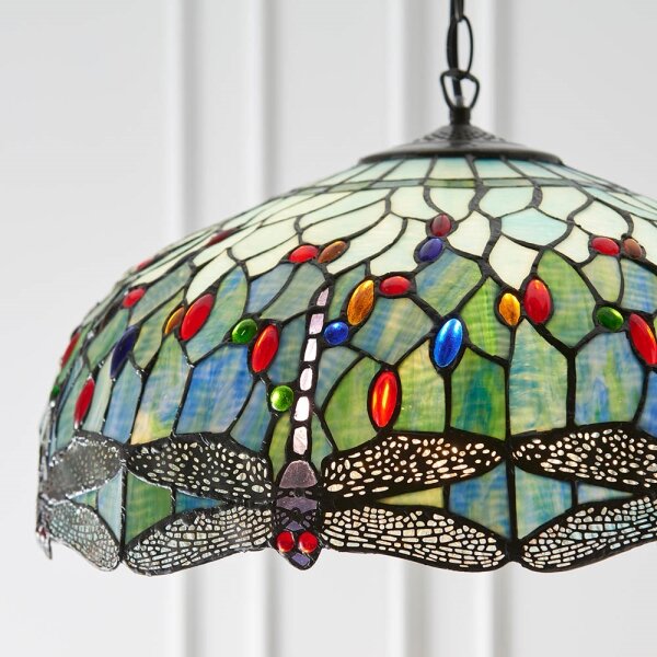 Endon 66148 - Luster na reťazi Tiffany DRAGONFLY 3xE27/60W/230V pr. 50 cm